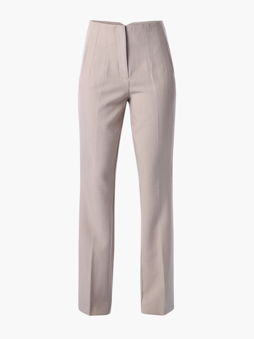 High Waist Flared Tailored Pants - Beige