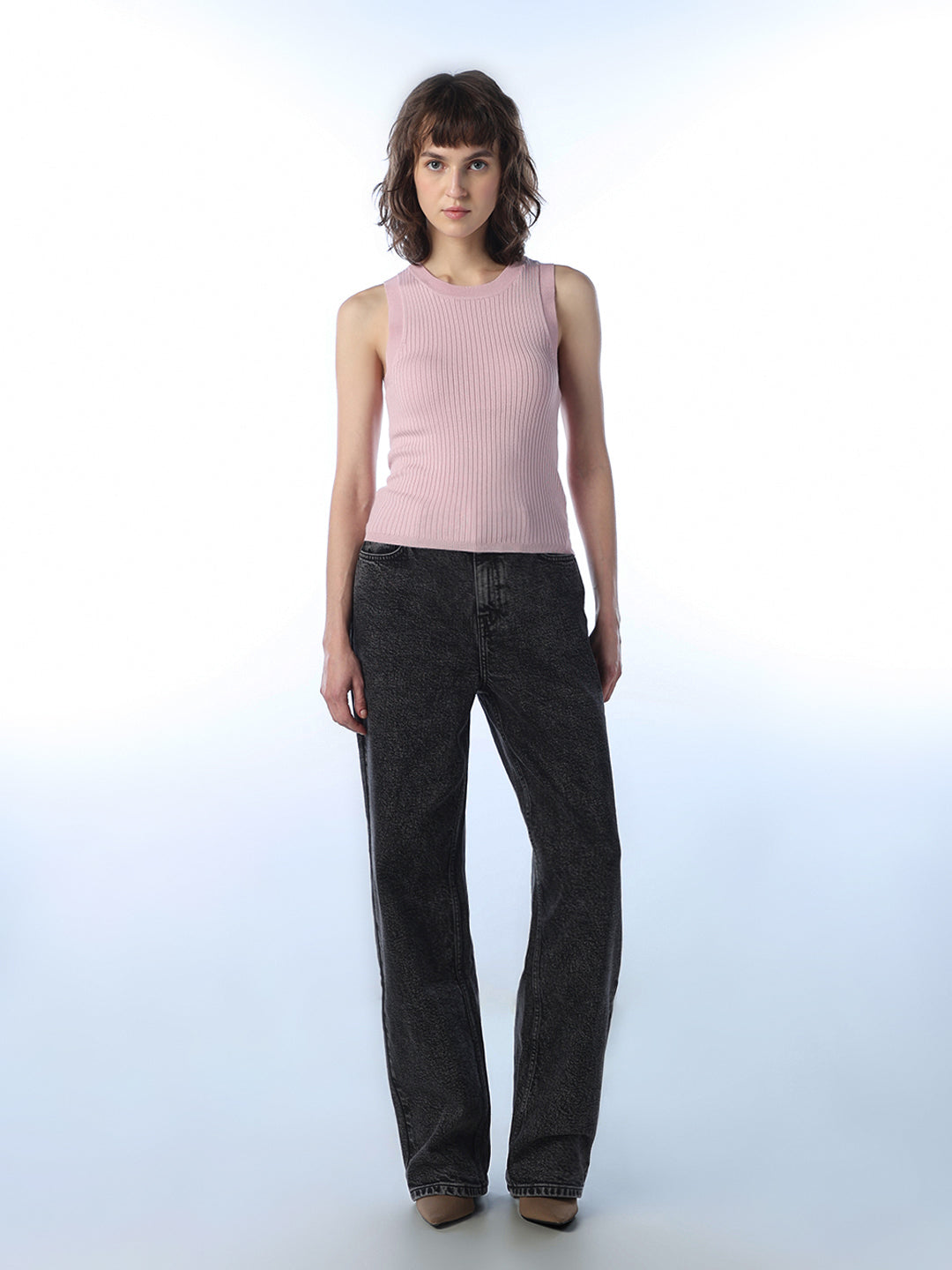 Sleeveless Knitted Top - Pink