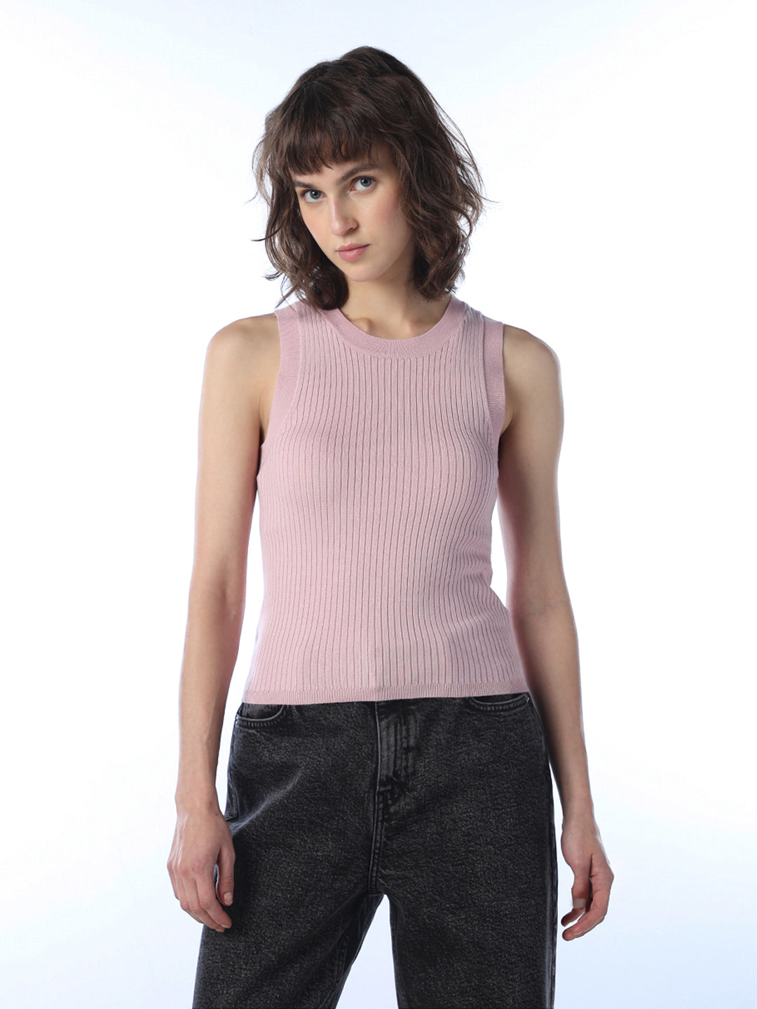 Sleeveless Knitted Top - Pink