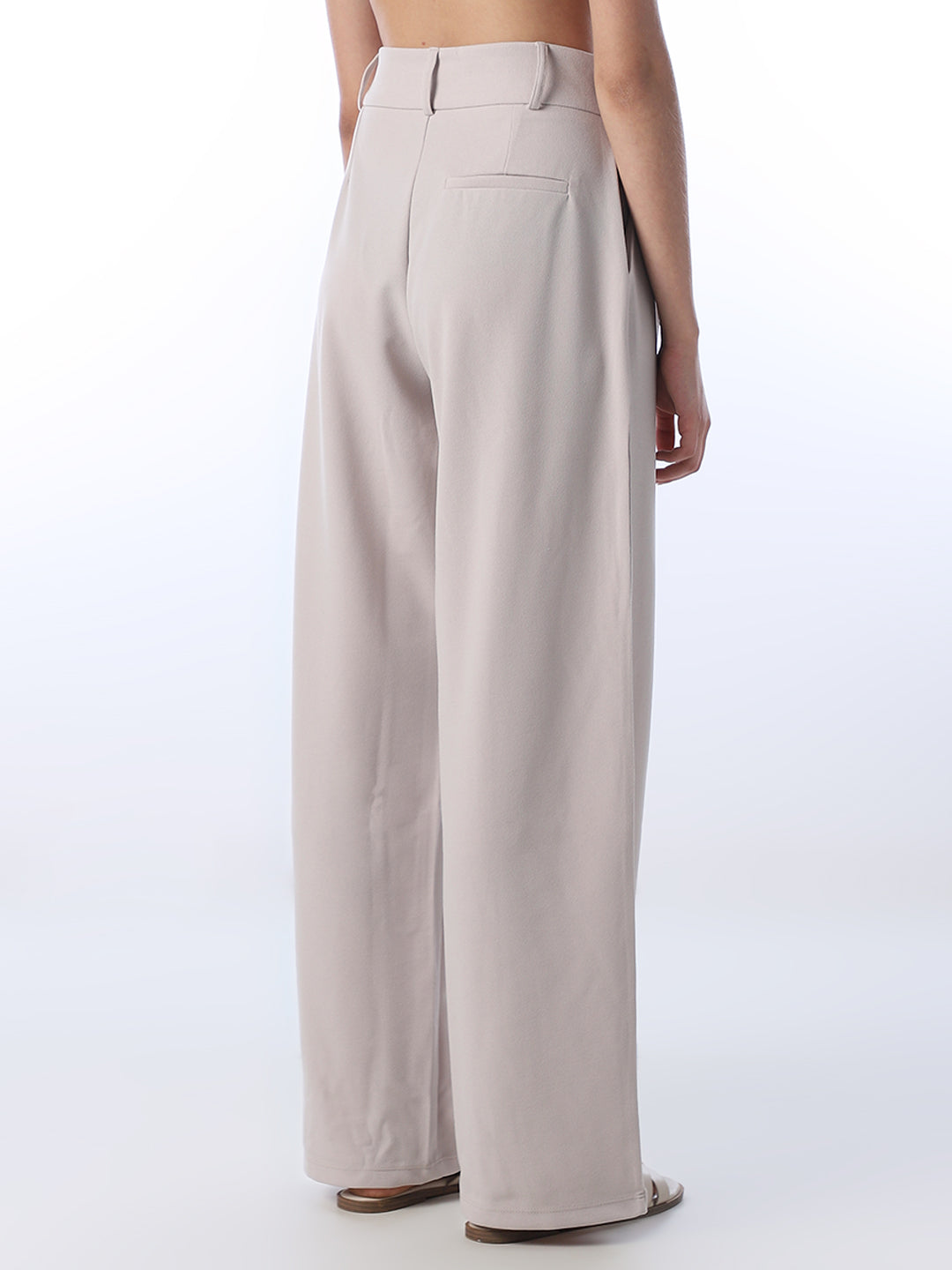 Tailored Wide Leg Pants - Beige