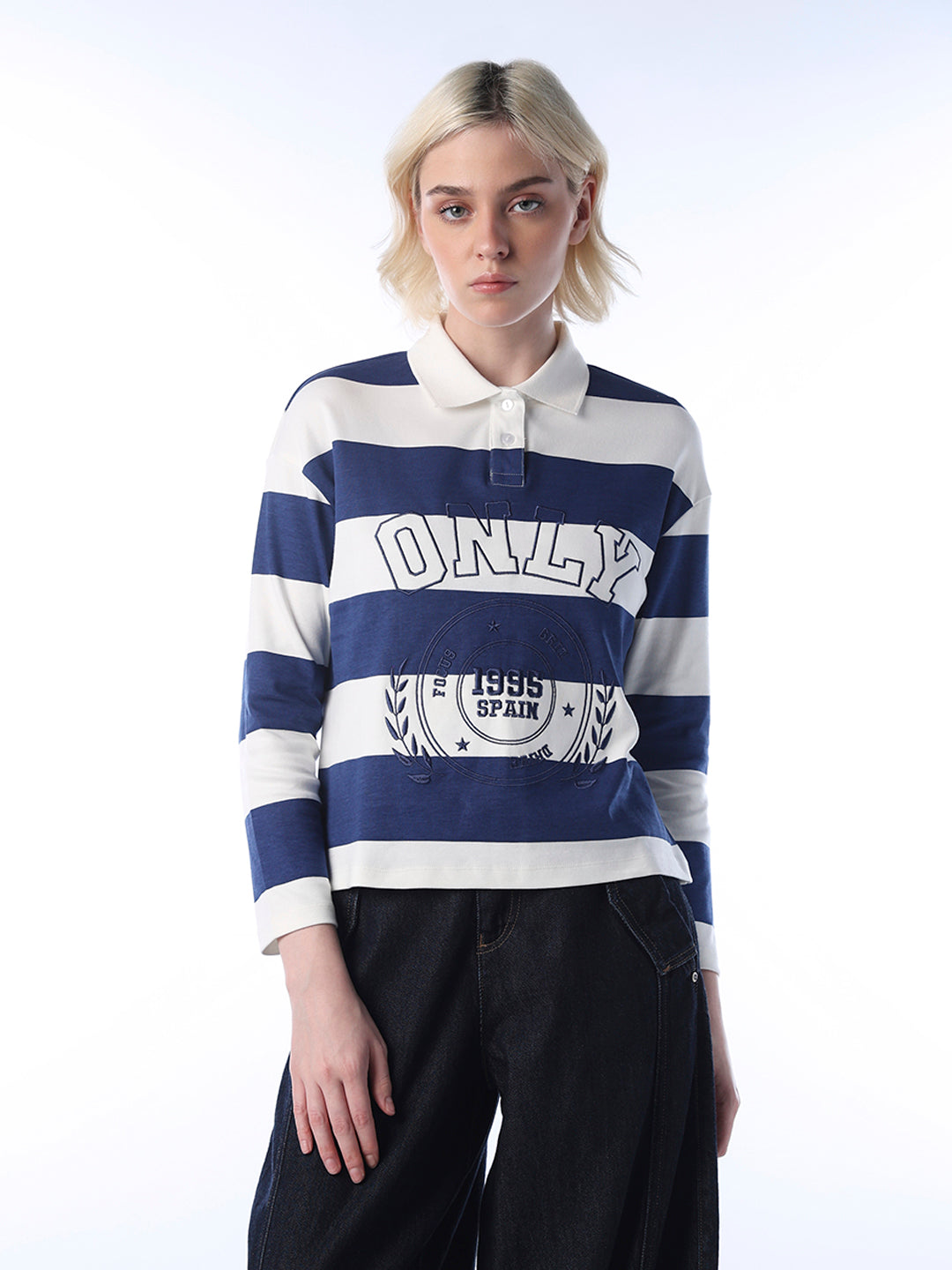 BELVET Striped Rugby Shirt 即完品 Embroidered Rugby Cotton T-shirt