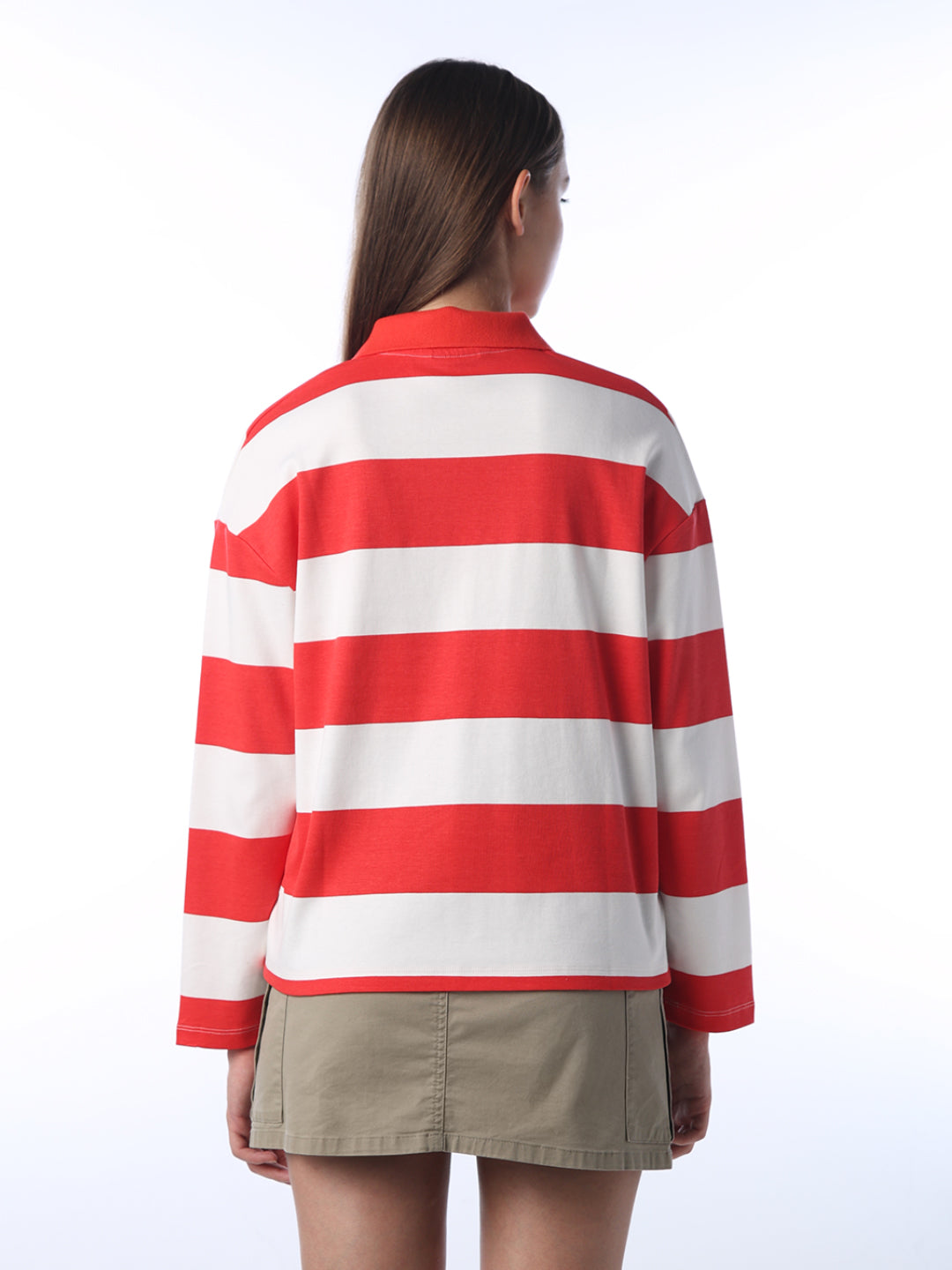 Embroidered Striped Rugby Polo