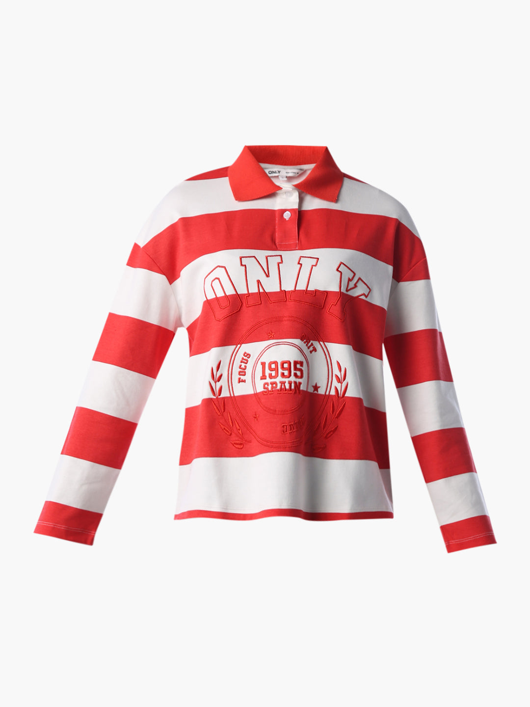 Embroidered Striped Rugby Polo