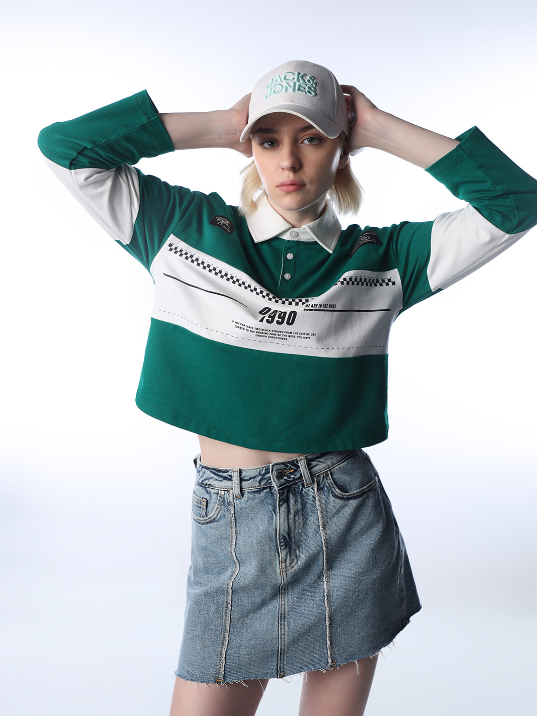 Cropped Cotton Polo - Green