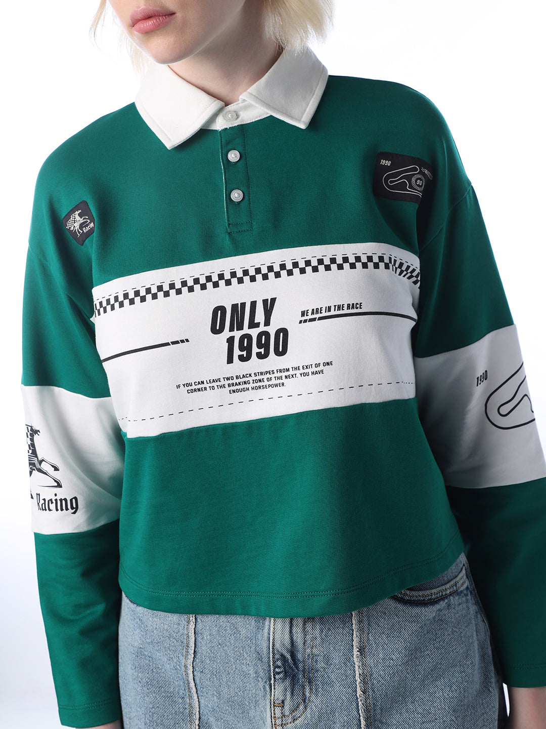 Cropped Cotton Polo - Green