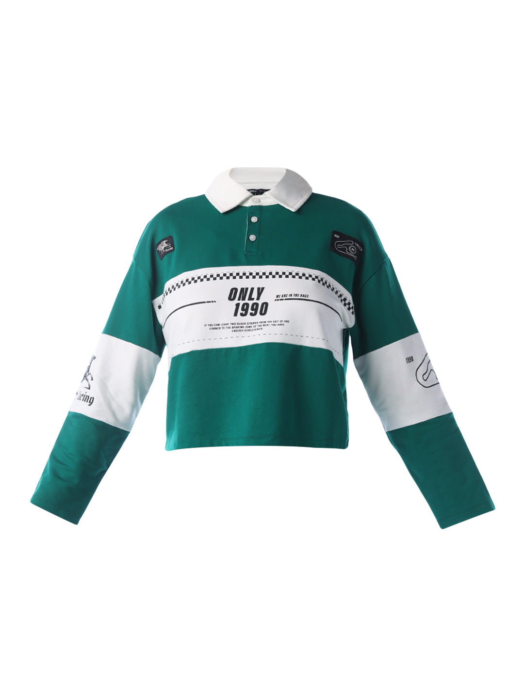 Cropped Cotton Polo - Green