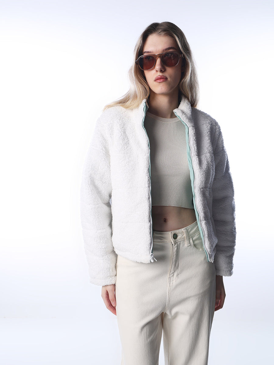 na.e Reversible Fur Coat_White Ayana | Texture takes the lead. A 