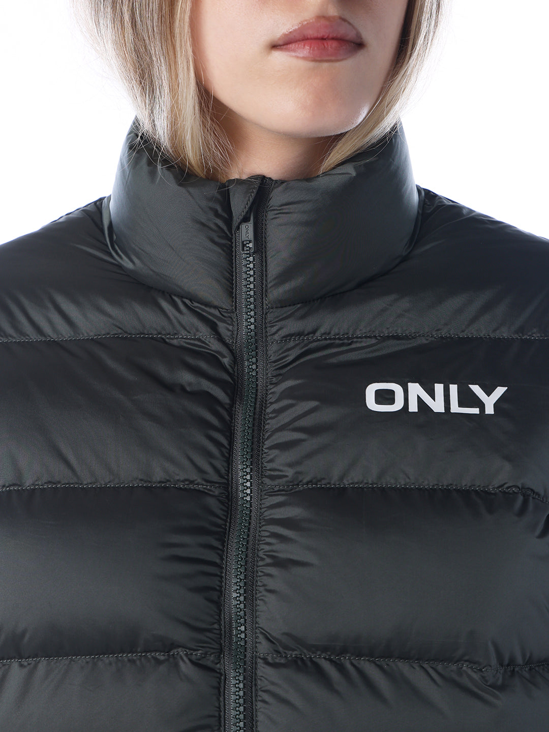 Logo Print High Neck Puffer Jacket