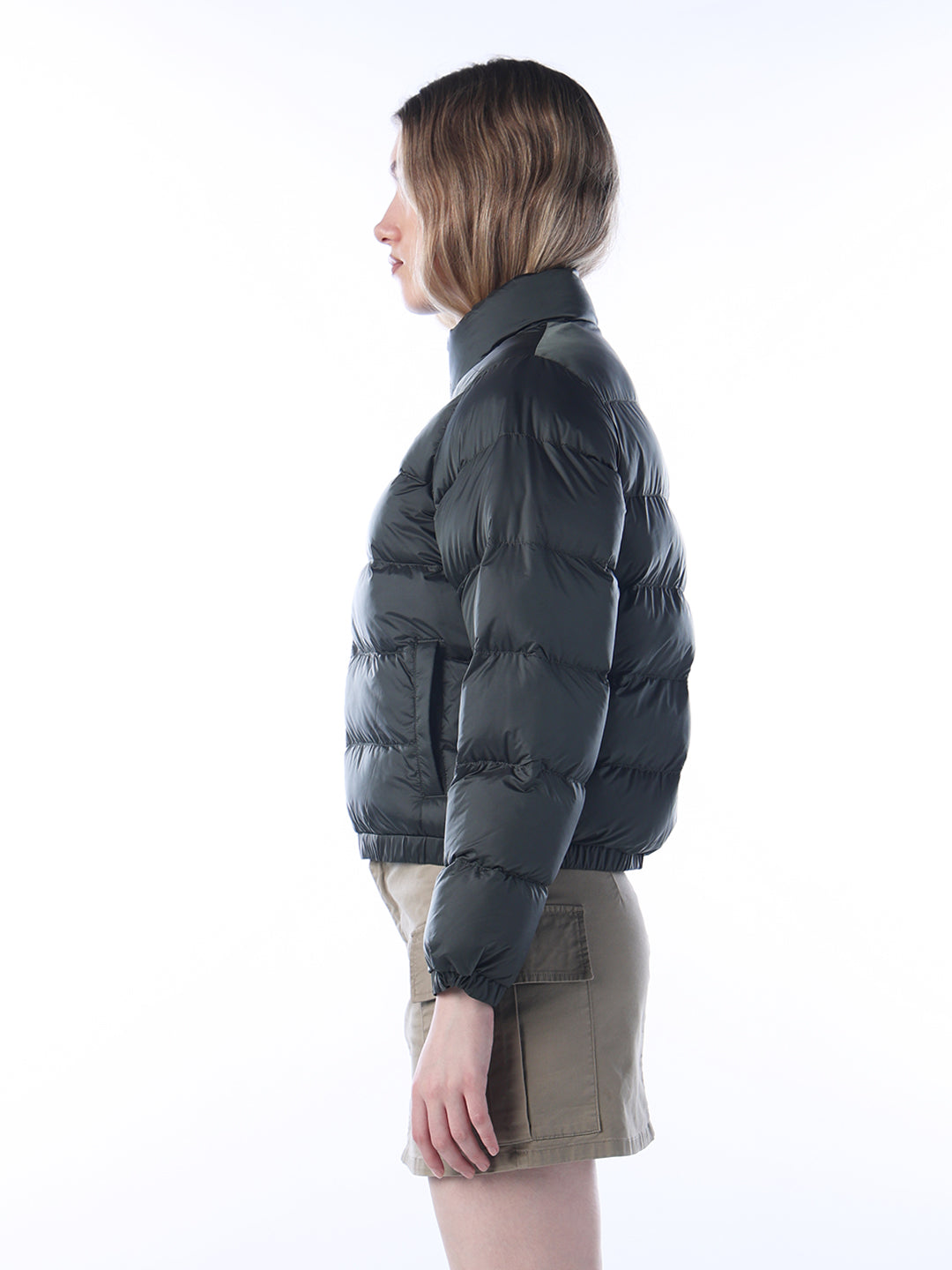 Logo Print High Neck Puffer Jacket