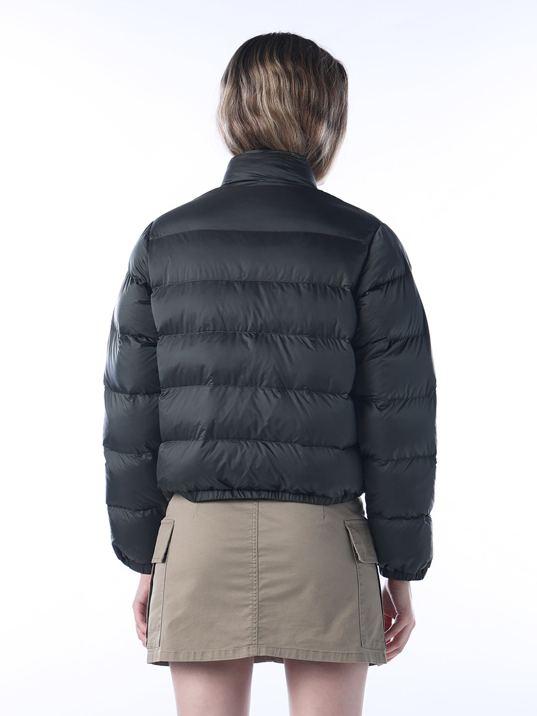 Logo Print High Neck Puffer Jacket