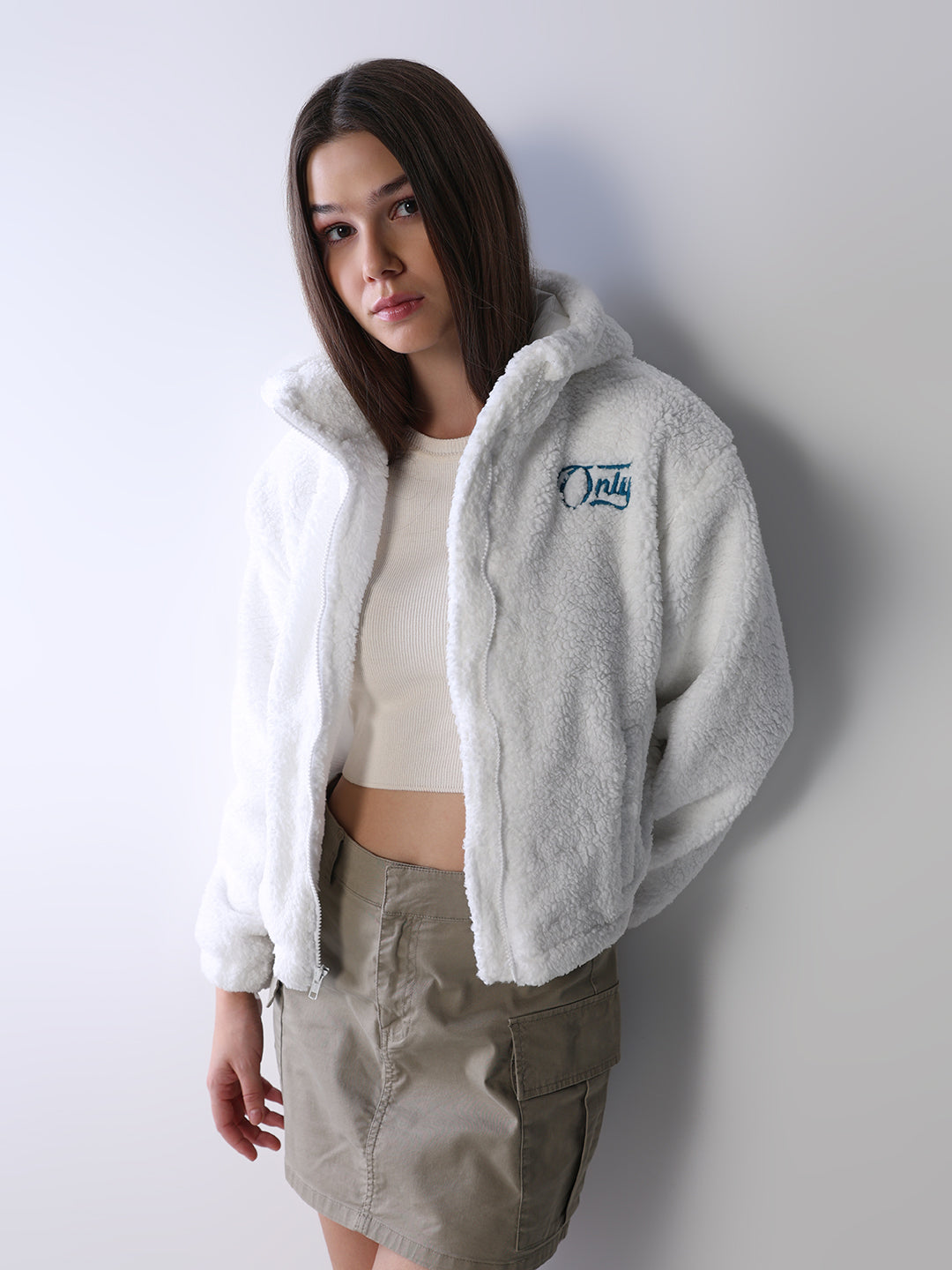 White Hooded Teddy Jacket