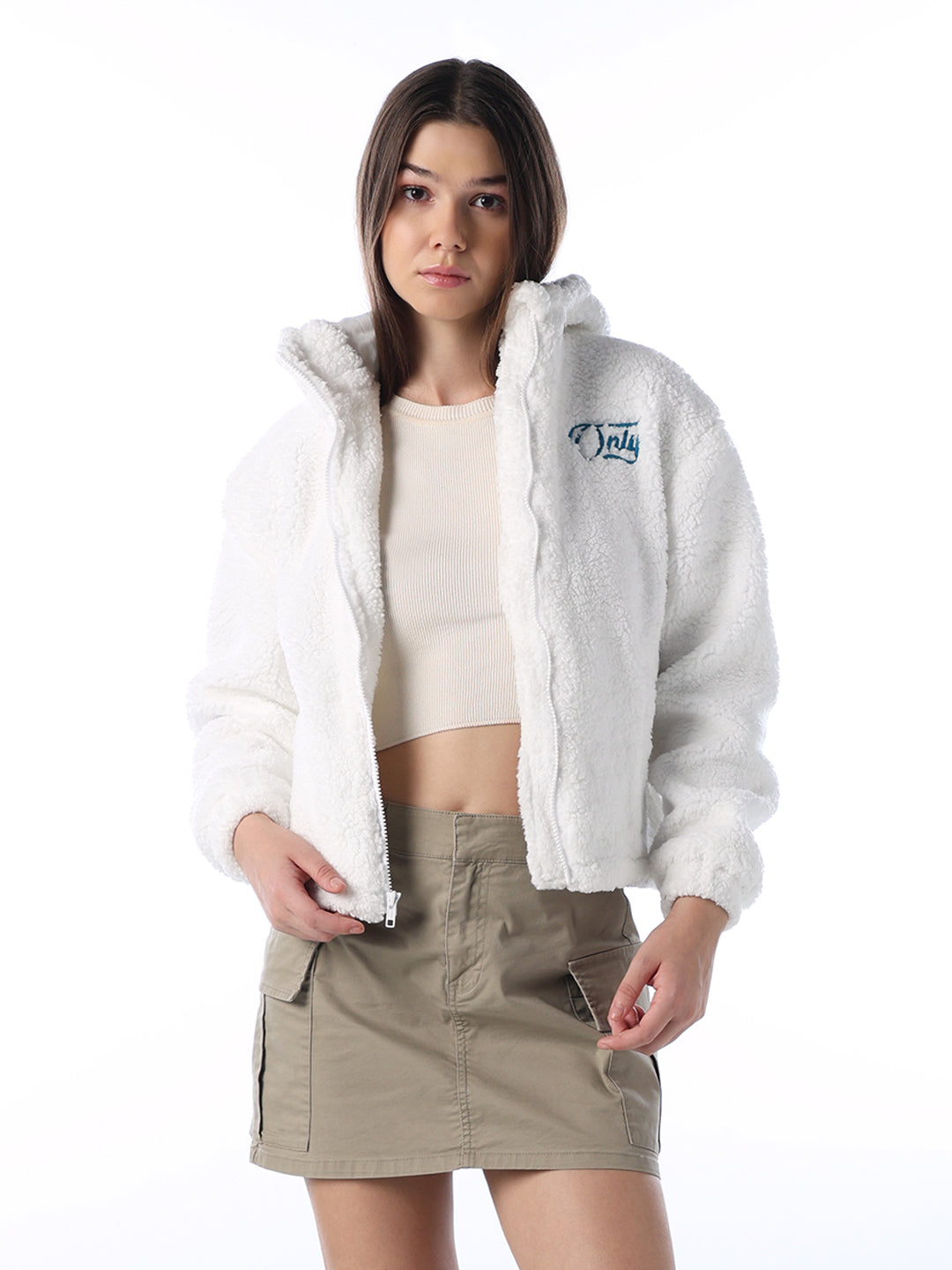 White Hooded Teddy Jacket