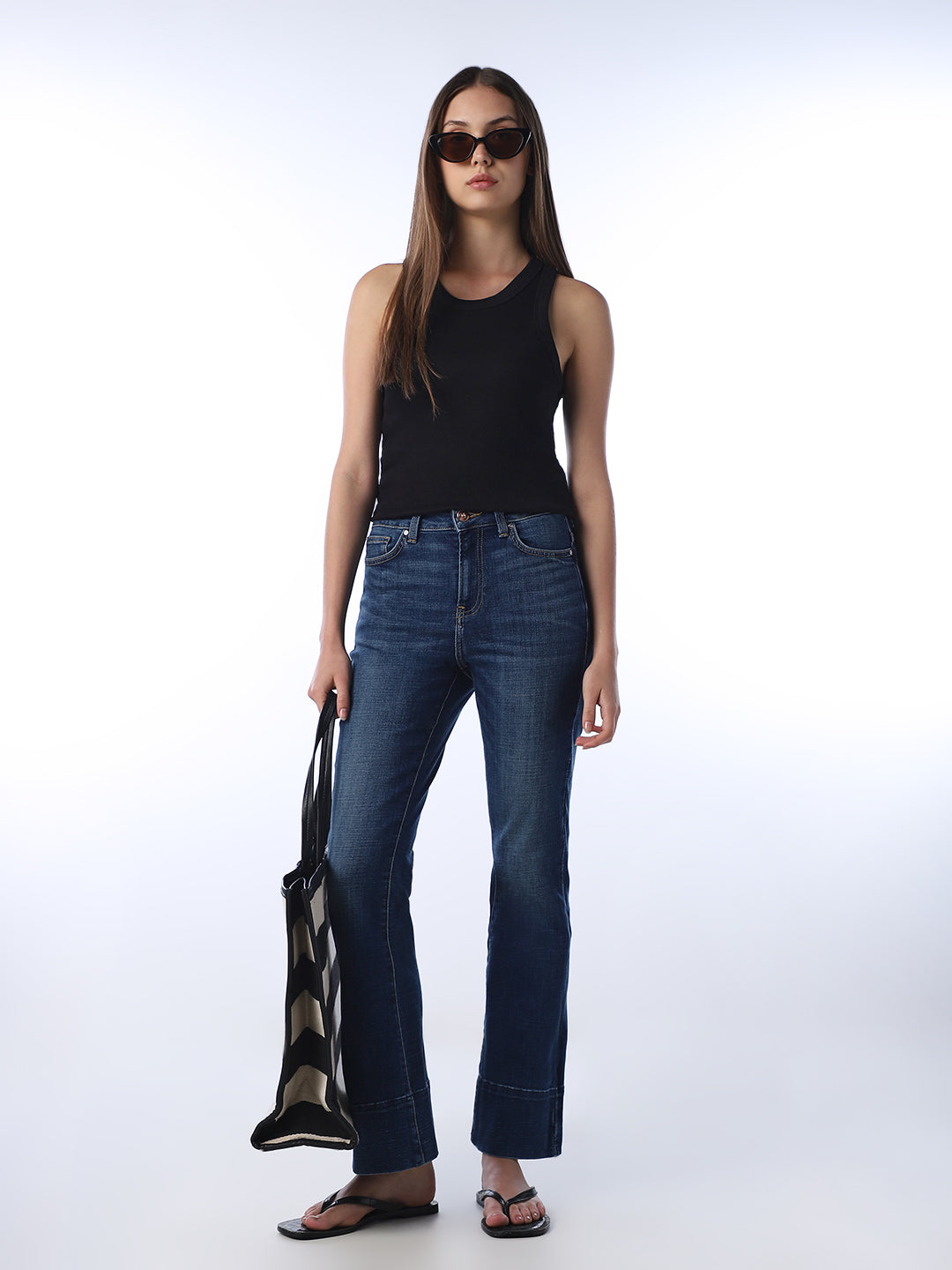 High Rise Flora Flared Jeans