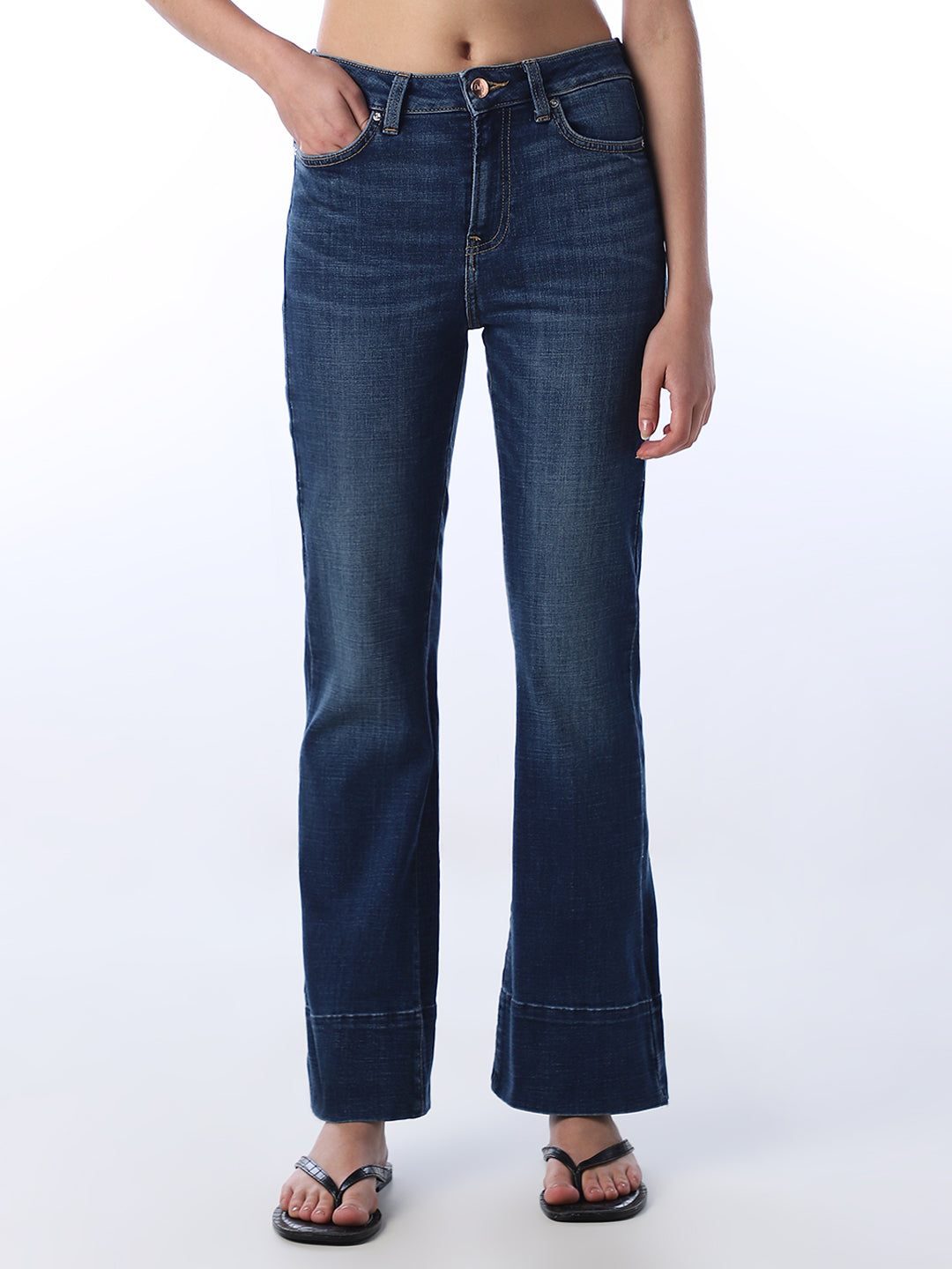 High Rise Flora Flared Jeans