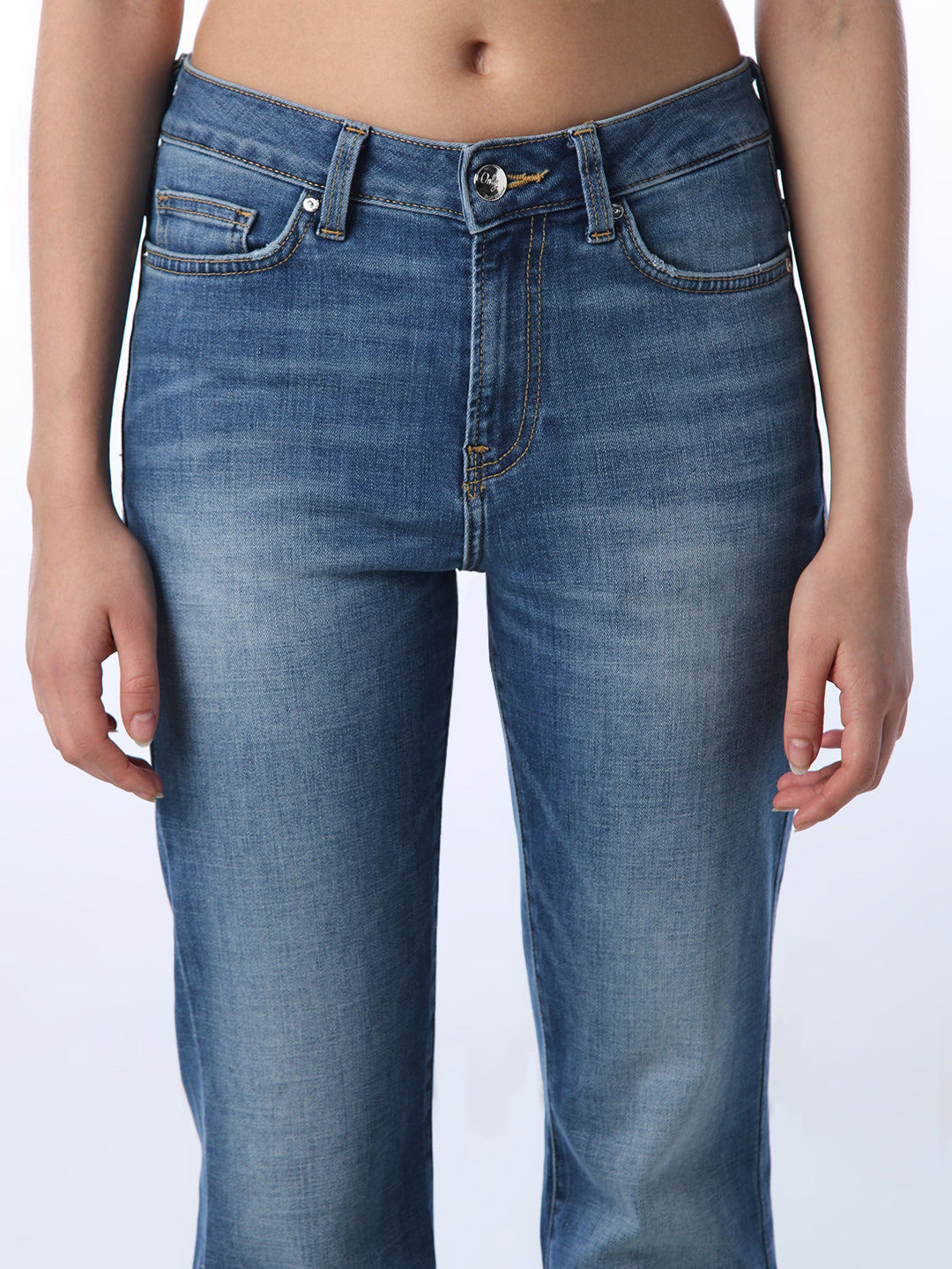 High Rise Flora Flared Jeans - Light Blue