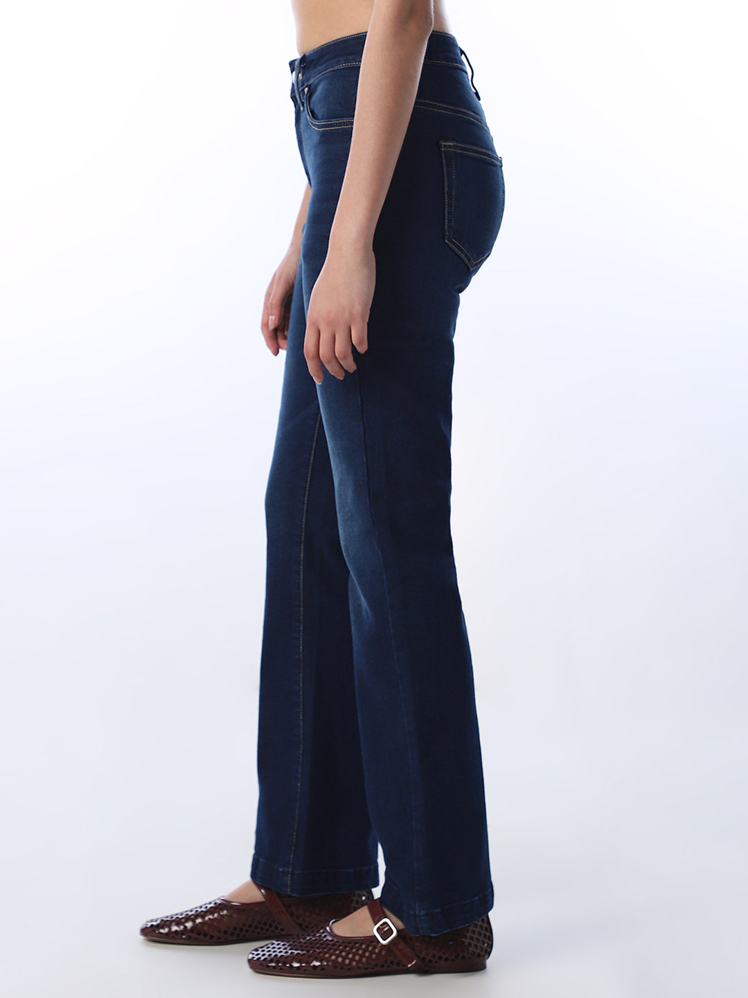 High Rise Flora Flared Jeans - Dark Blue
