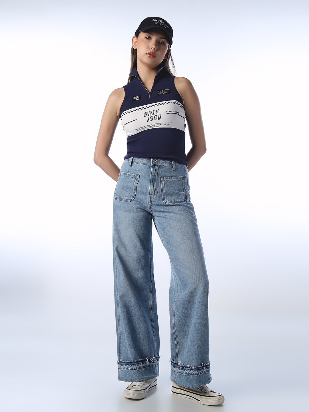 Raw Hem Wide Leg Jeans