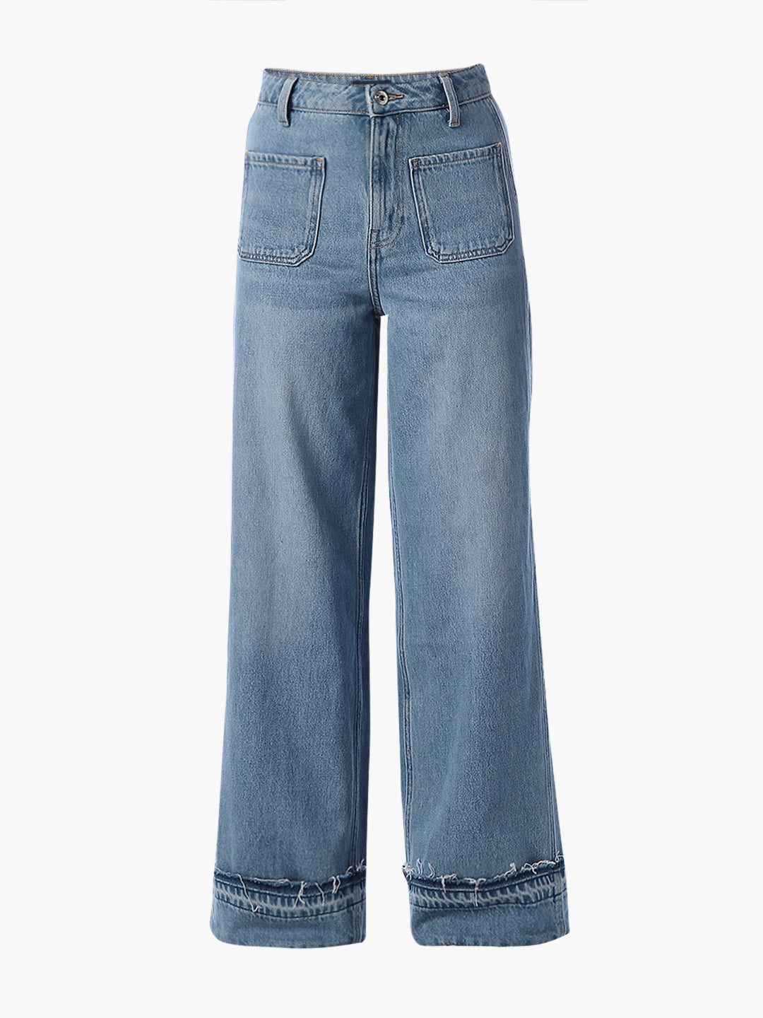 Raw Hem Wide Leg Jeans