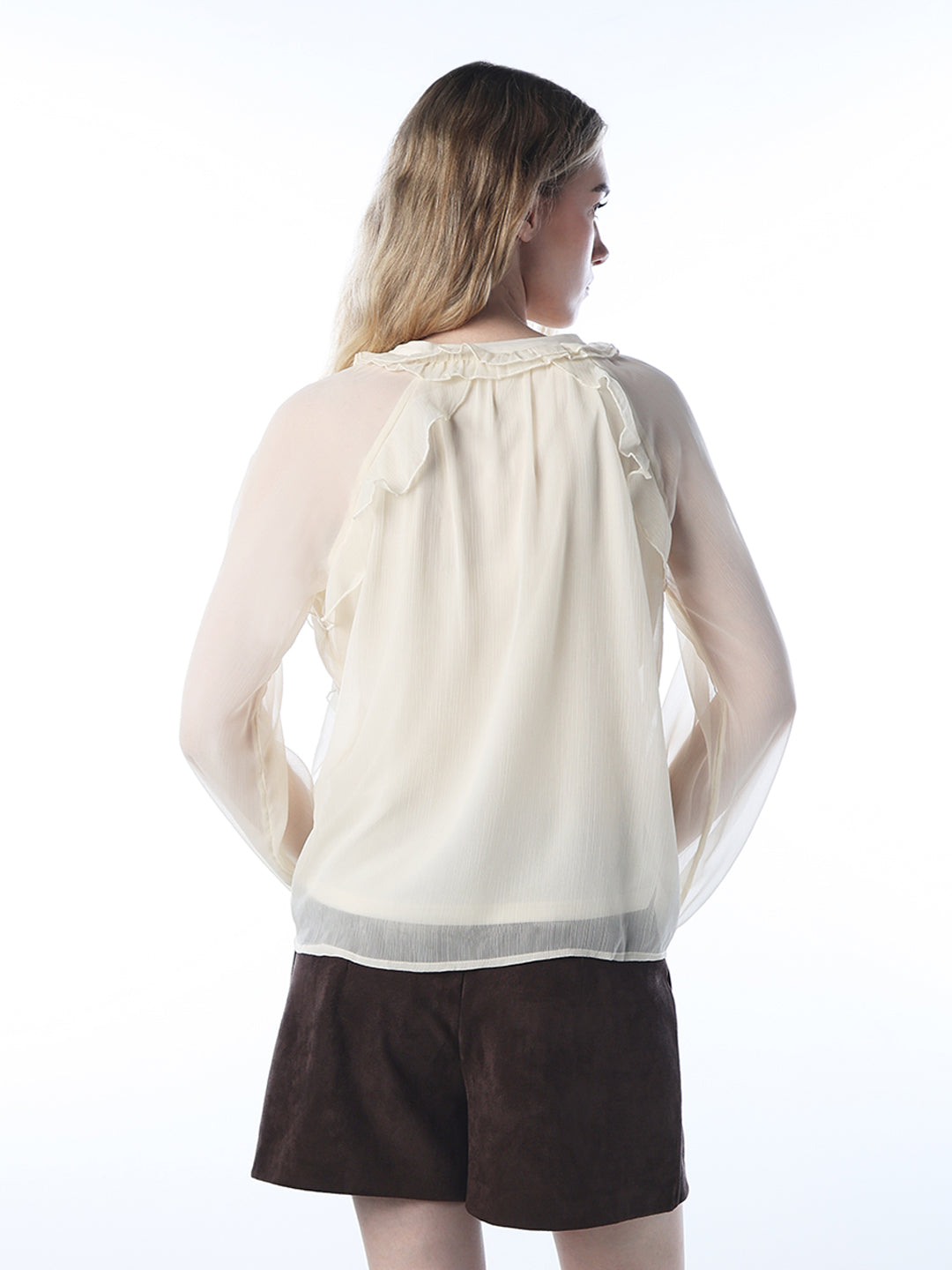 Frill Trim Chiffon Top