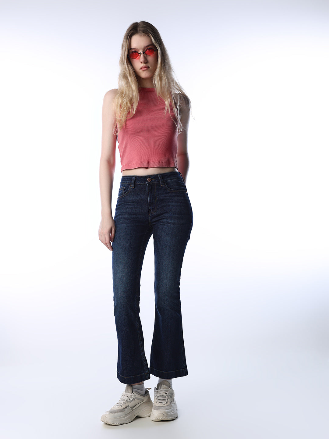 High Rise Flared Cropped Jeans
