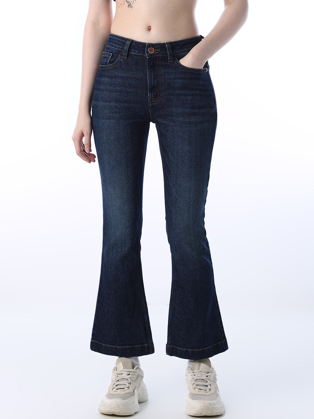 High Rise Flared Cropped Jeans