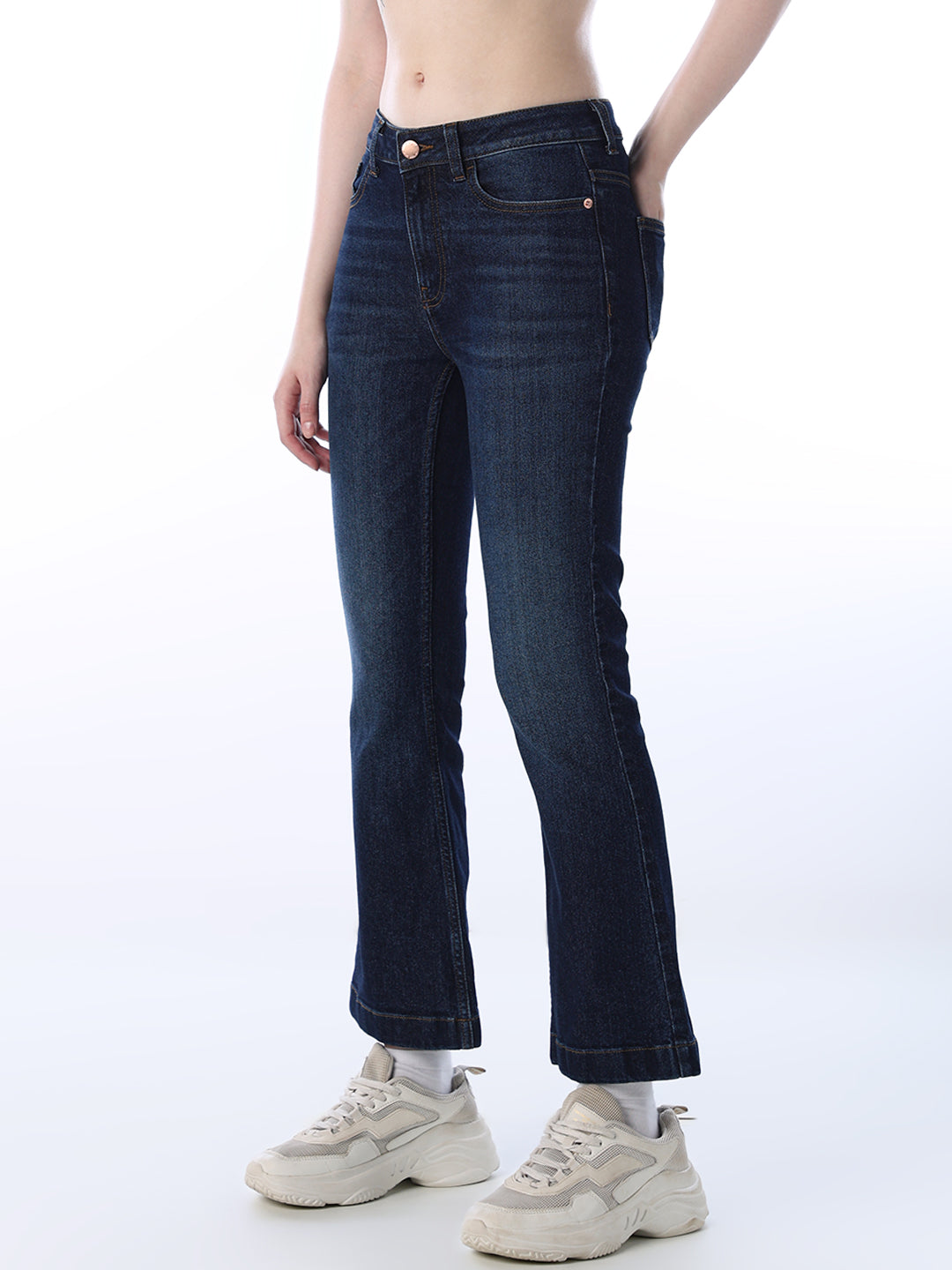 High Rise Flared Cropped Jeans