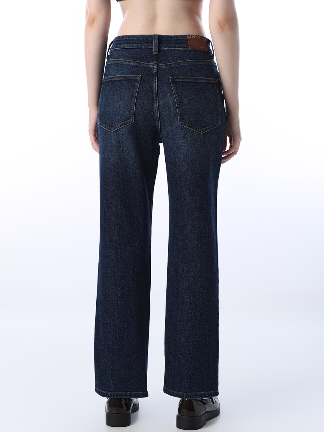 High Rise Straight Fit Jeans - Dark Blue