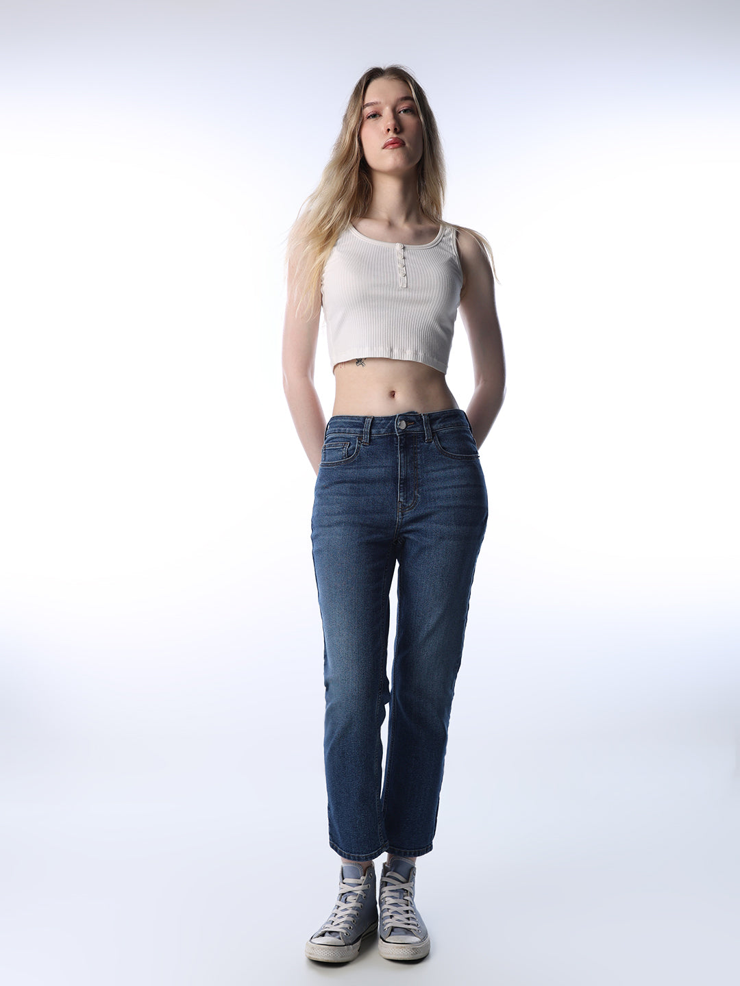 Cropped High Rise Jeans