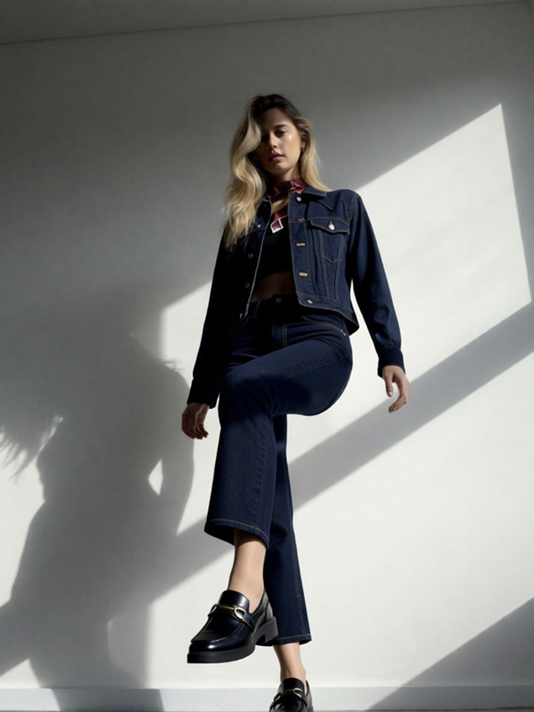 Cropped High Rise Straight Fit Jeans