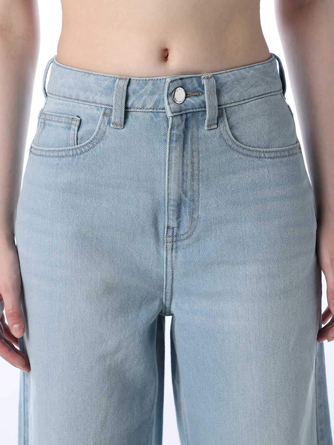 Wide Leg High Rise Jeans - Light Blue