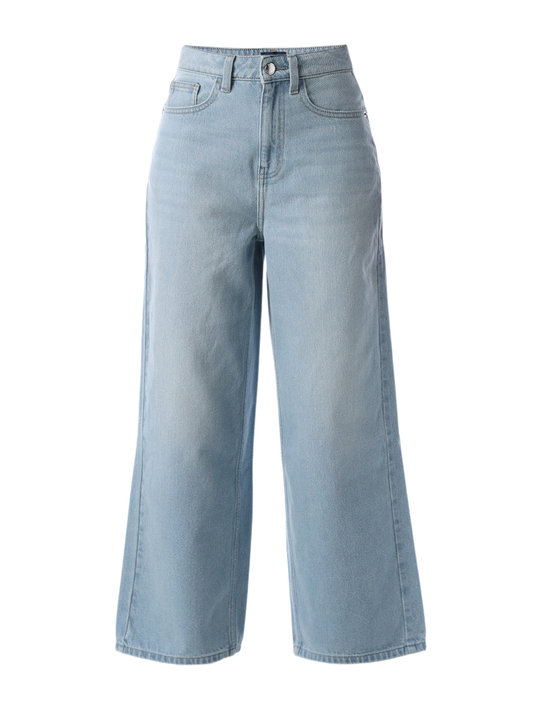 Wide Leg High Rise Jeans - Light Blue