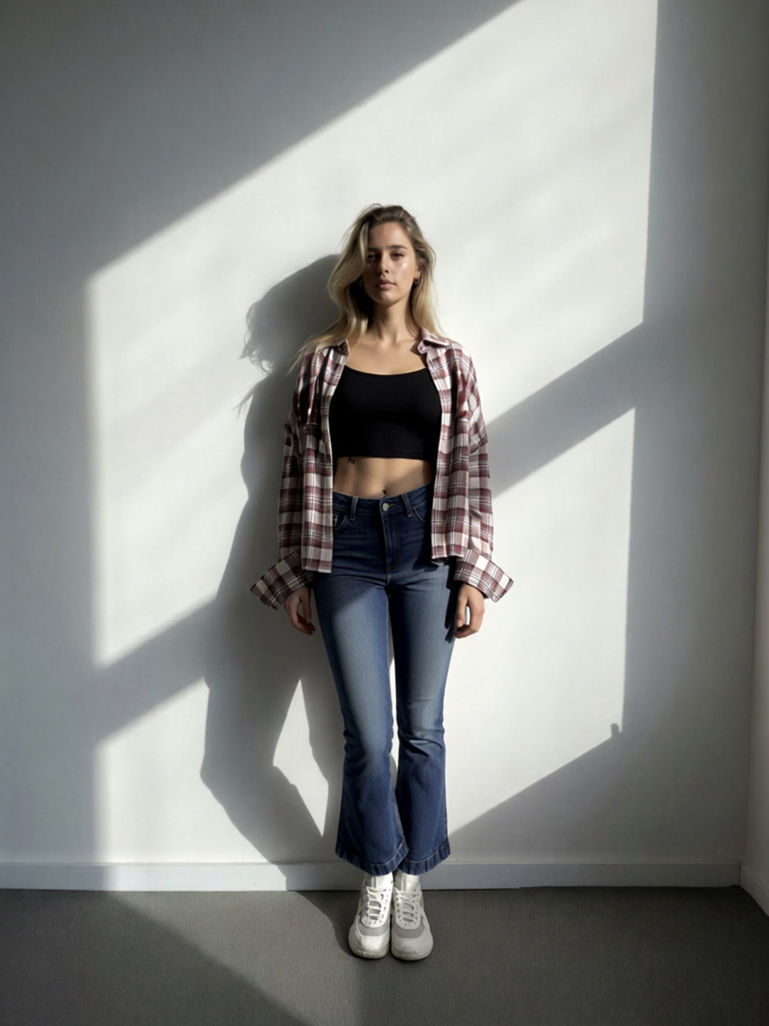 Cropped Flared Jeans - Medium Blue