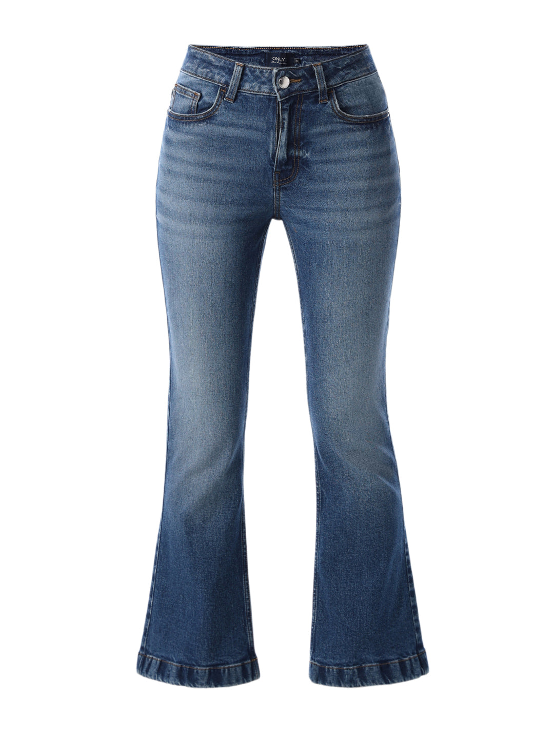 Cropped Flared Jeans - Medium Blue
