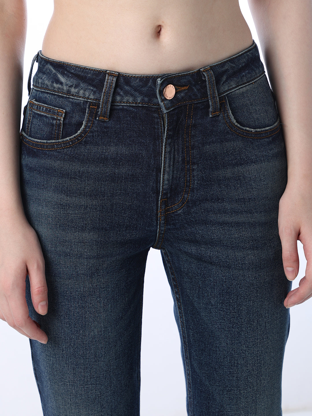 Cropped Flared Jeans - Dark Blue