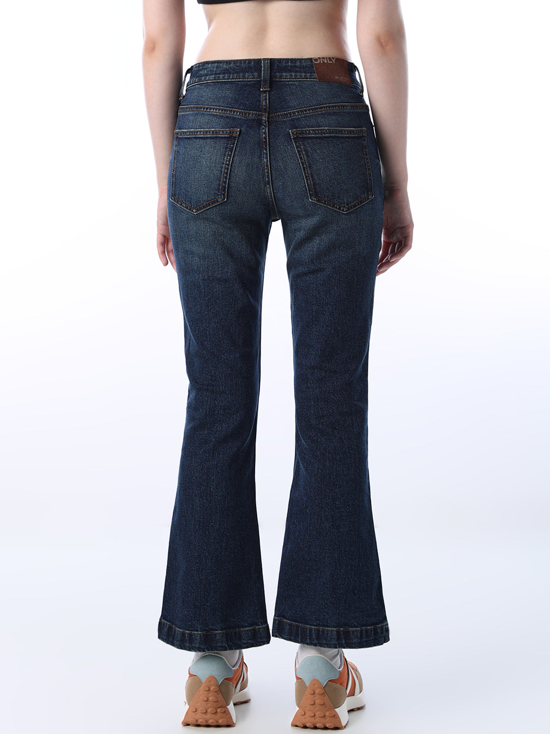 Cropped Flared Jeans - Dark Blue