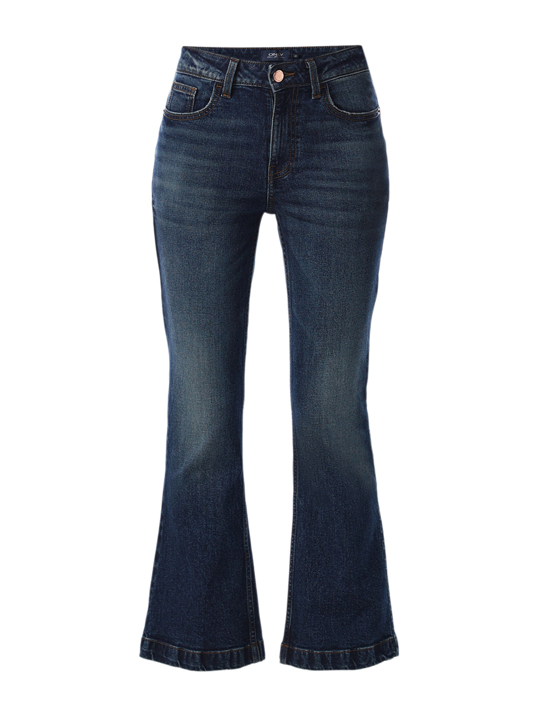 Cropped Flared Jeans - Dark Blue
