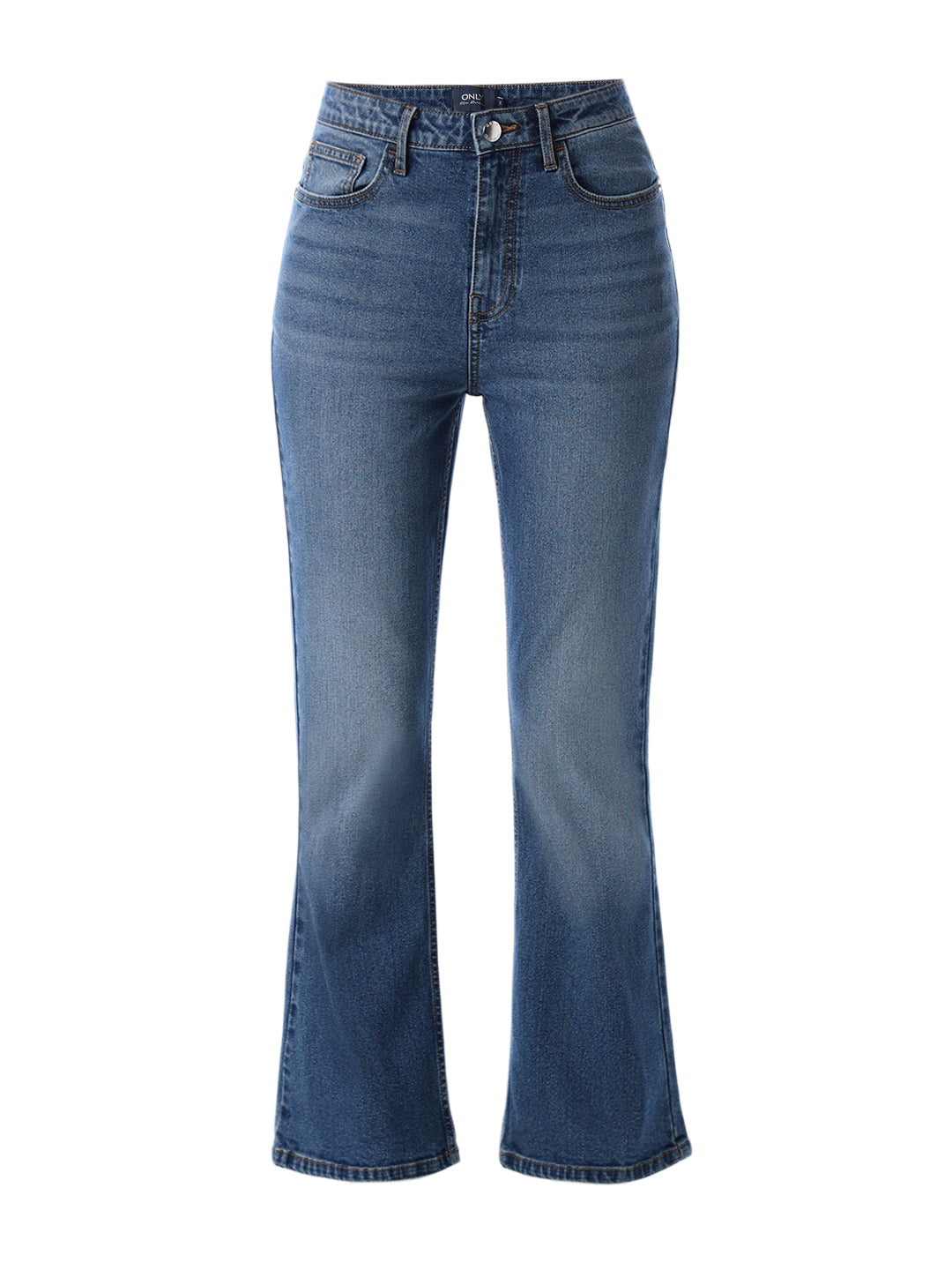 Flared High Rise Jeans - Medium Blue