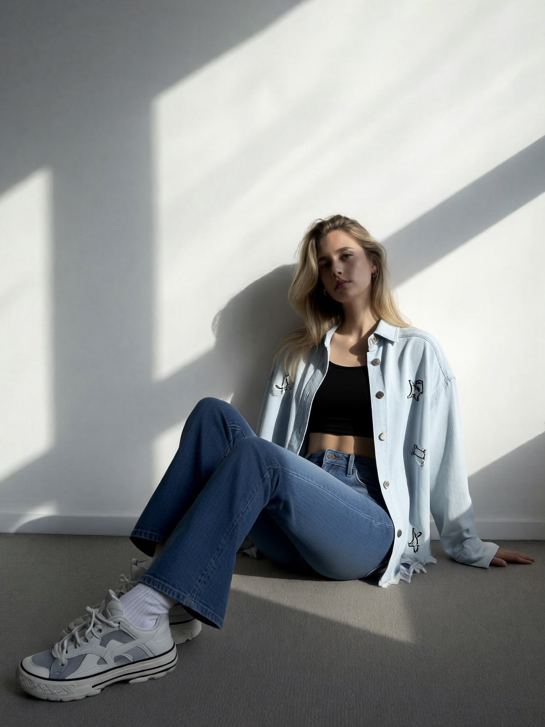 Flared High Rise Jeans - Light Blue