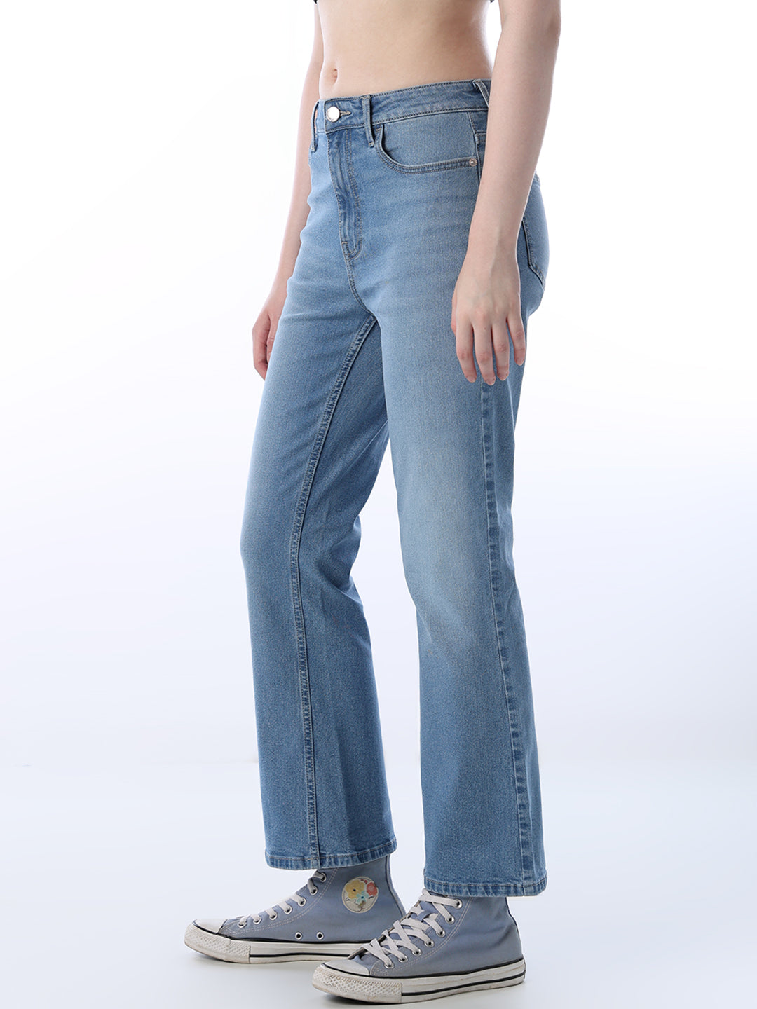 Flared High Rise Jeans - Light Blue