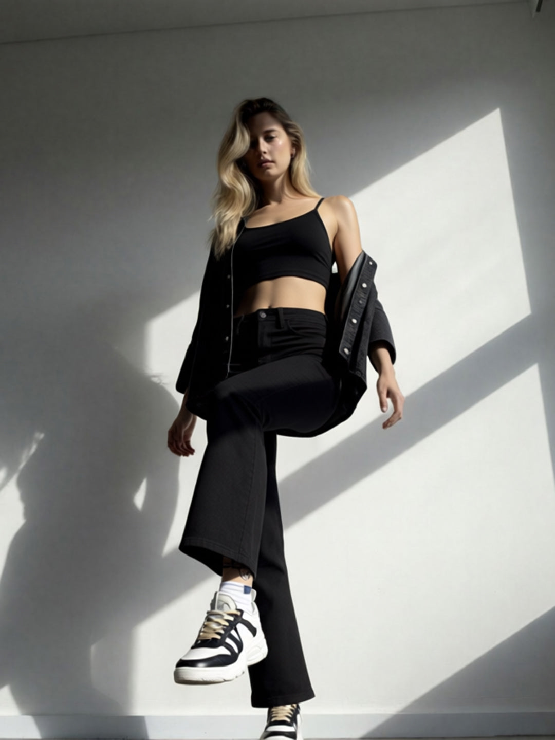 Flared High Rise Jeans - Black