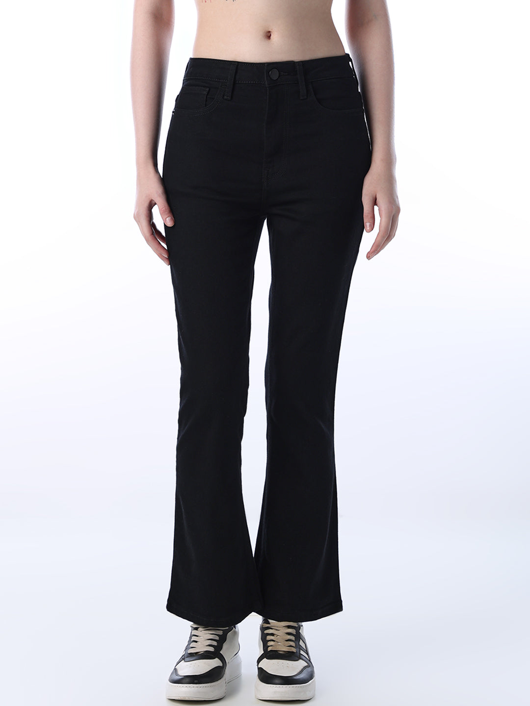 Flared High Rise Jeans - Black