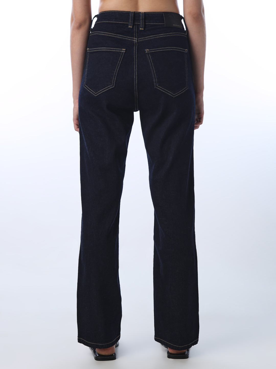 Contrast Stitch Straight Fit Jeans