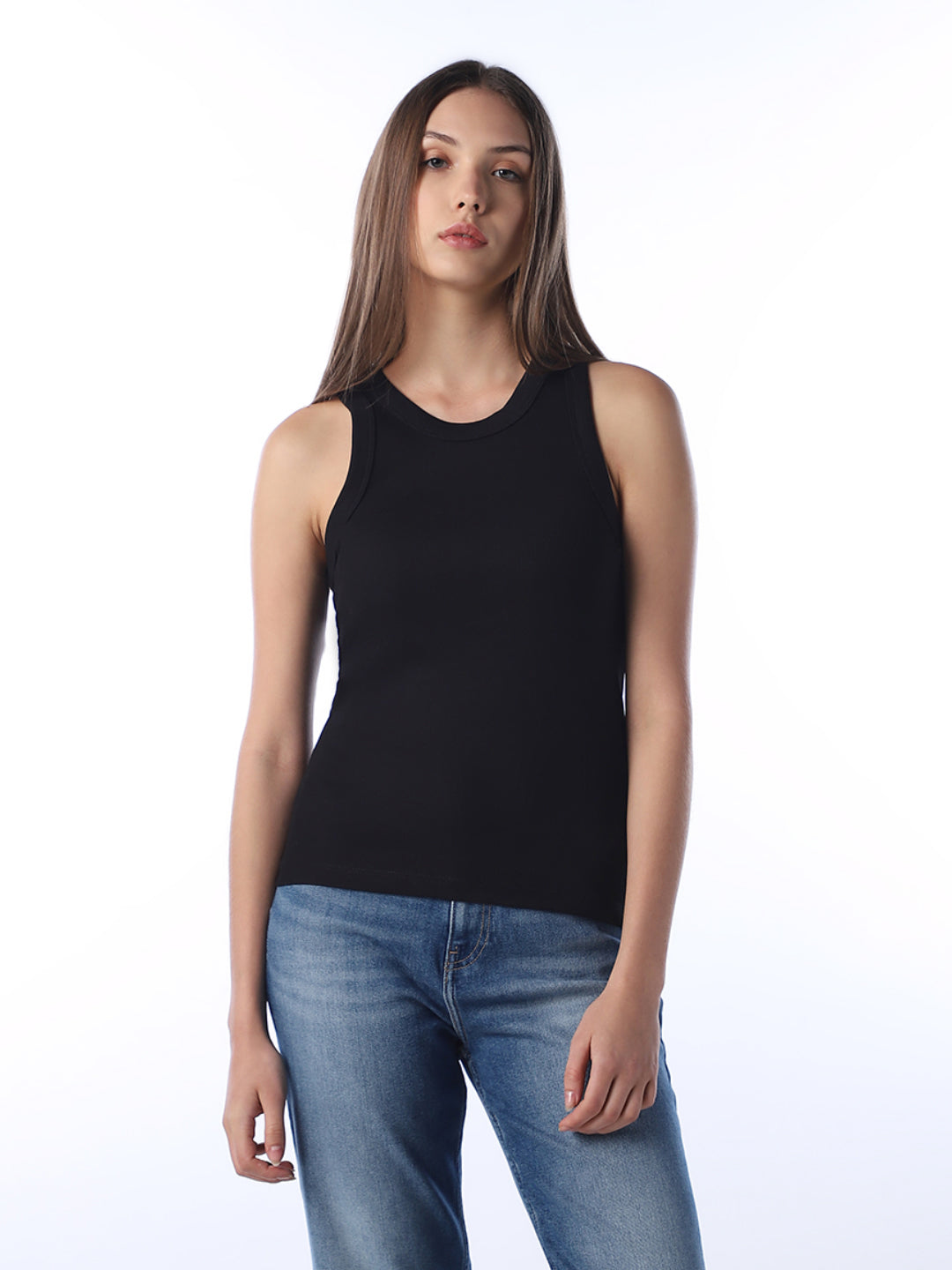 Black Ribbed Tank Top