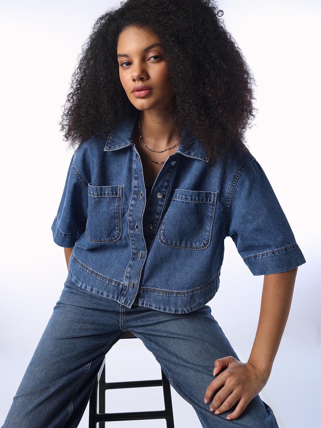 Cropped Denim Shirt
