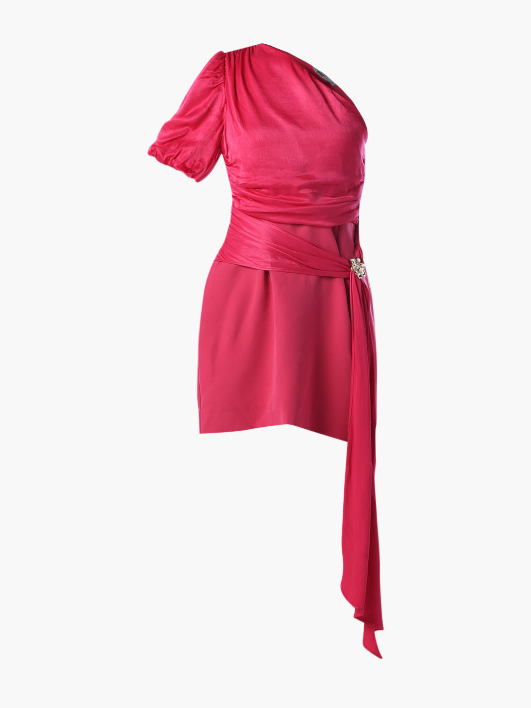 One-Shoulder Draped Mini Dress