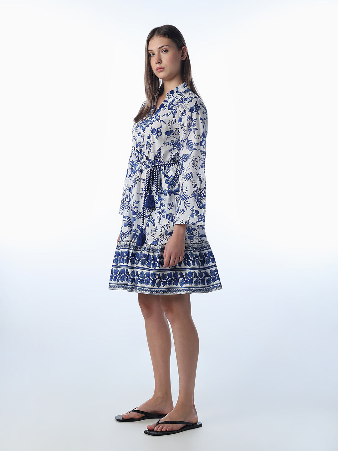 Light Blue Floral Fit & Flare Dress