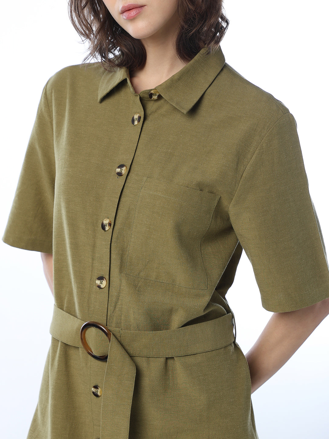 Belted Midi Shirt Dress