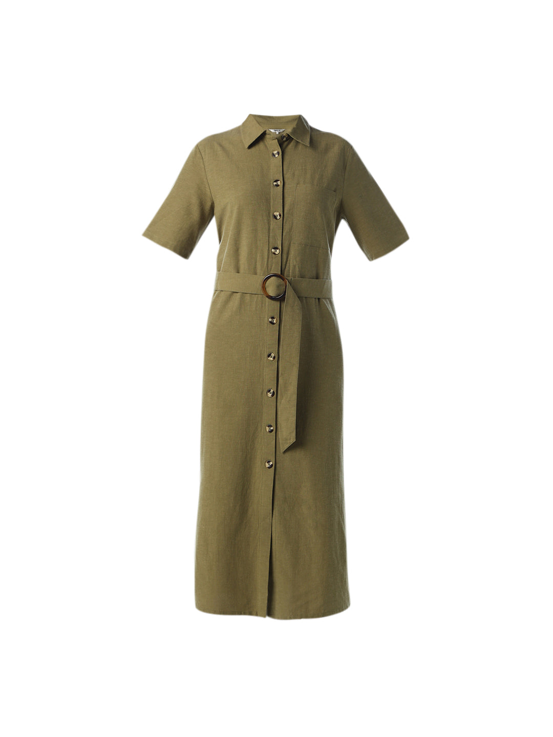 Belted Midi Shirt Dress