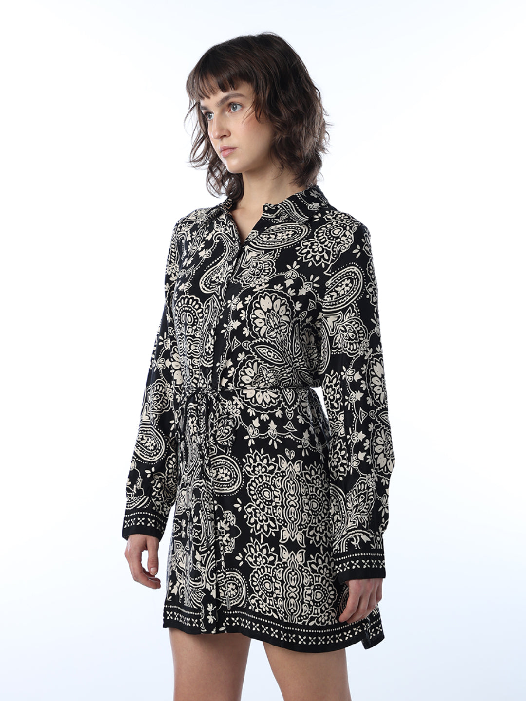 Printed Mini Shirt Dress