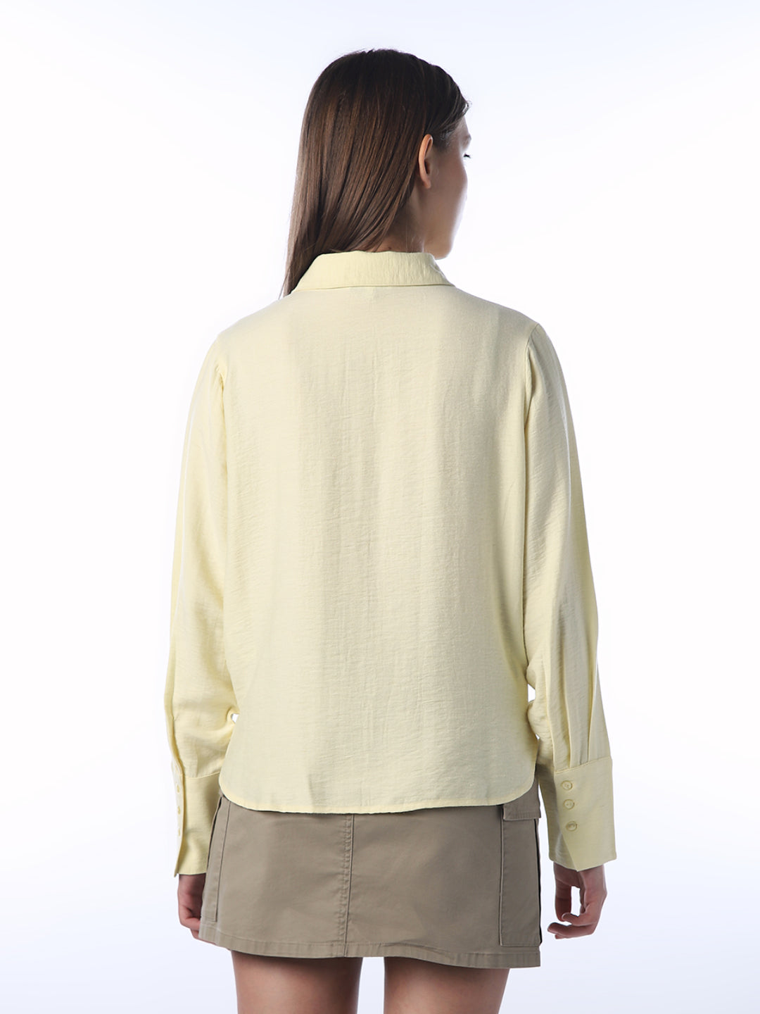 Embroidered Cropped Tie Shirt